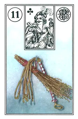 Die Peitsche — Lenormand-Karte Nummer 11, eine gekreuzte Peitsche