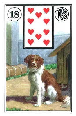 Der Hund — Lenormand-Karte Nummer 18, ein treuer sitzender Hund