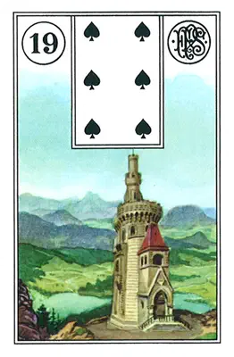 Lenormand-Karte Der Turm — ein hoher, einsamer Turm