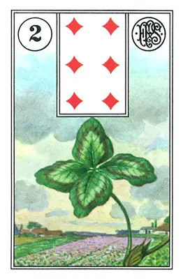 Der Klee — Lenormand-Karte Nummer 2, ein vierblättriges Kleeblatt