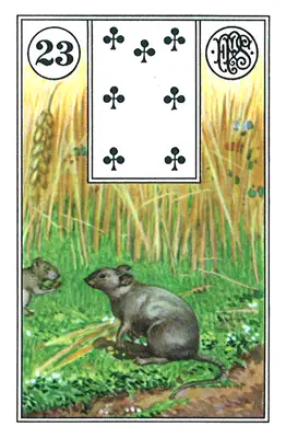 Lenormand-Karte Die Mäuse — Mäuse, die etwas Wertvolles abnagen und verschlechtern