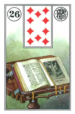 Lenormand-Karte Das Buch — ein geschlossenes Buch, das Geheimnisse und Weisheit bewahrt