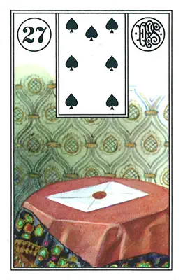 Lenormand-Karte Der Brief — ein Brief oder Dokument, das Nachrichten übermittelt