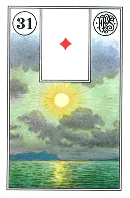 Lenormand-Karte Die Sonne — eine strahlende Sonne als Symbol für Erfolg und Freude