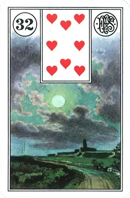 Lenormand-Karte Der Mond — ein strahlender Vollmond in der Nacht